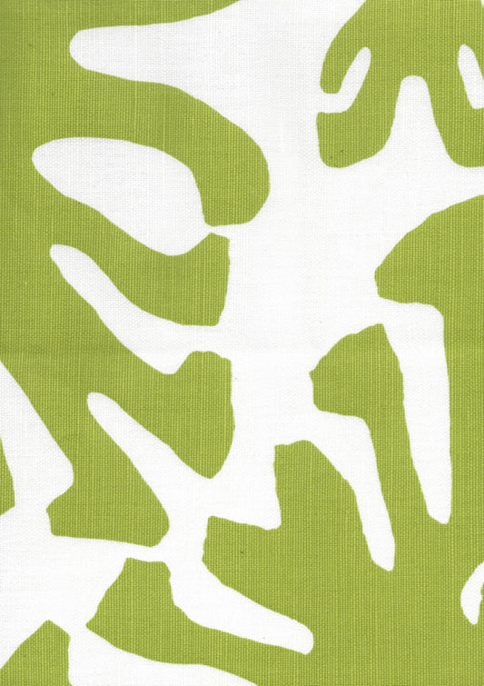 Sigourney Jungle Green on White fabric by China Seas