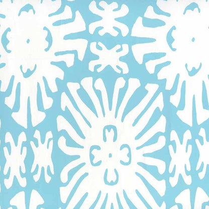 Sigourney Reverse Small Scale Turquoise on White wallpaper by China Seas