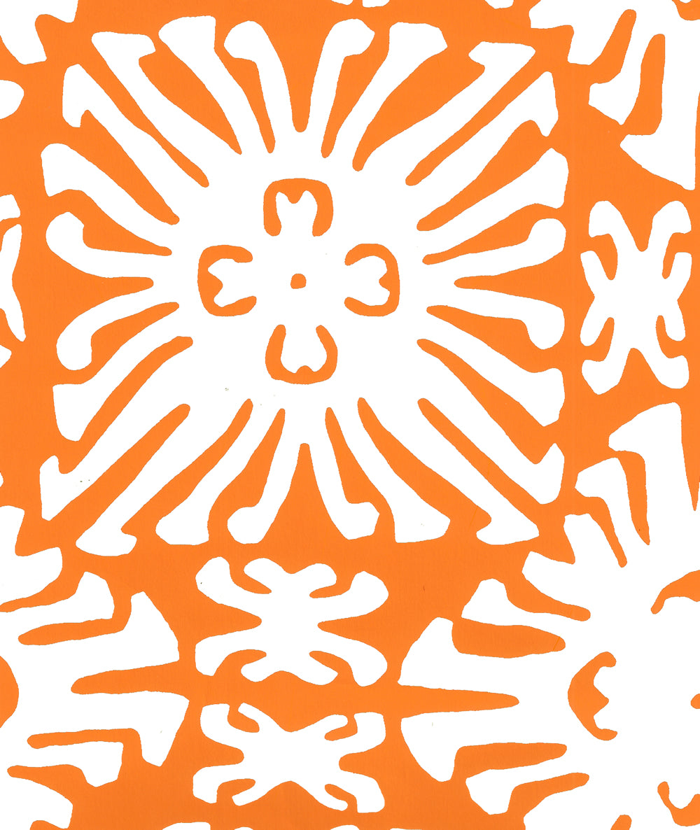 Sigourney Reverse Small Scale Orange on White wallpaper by China Seas