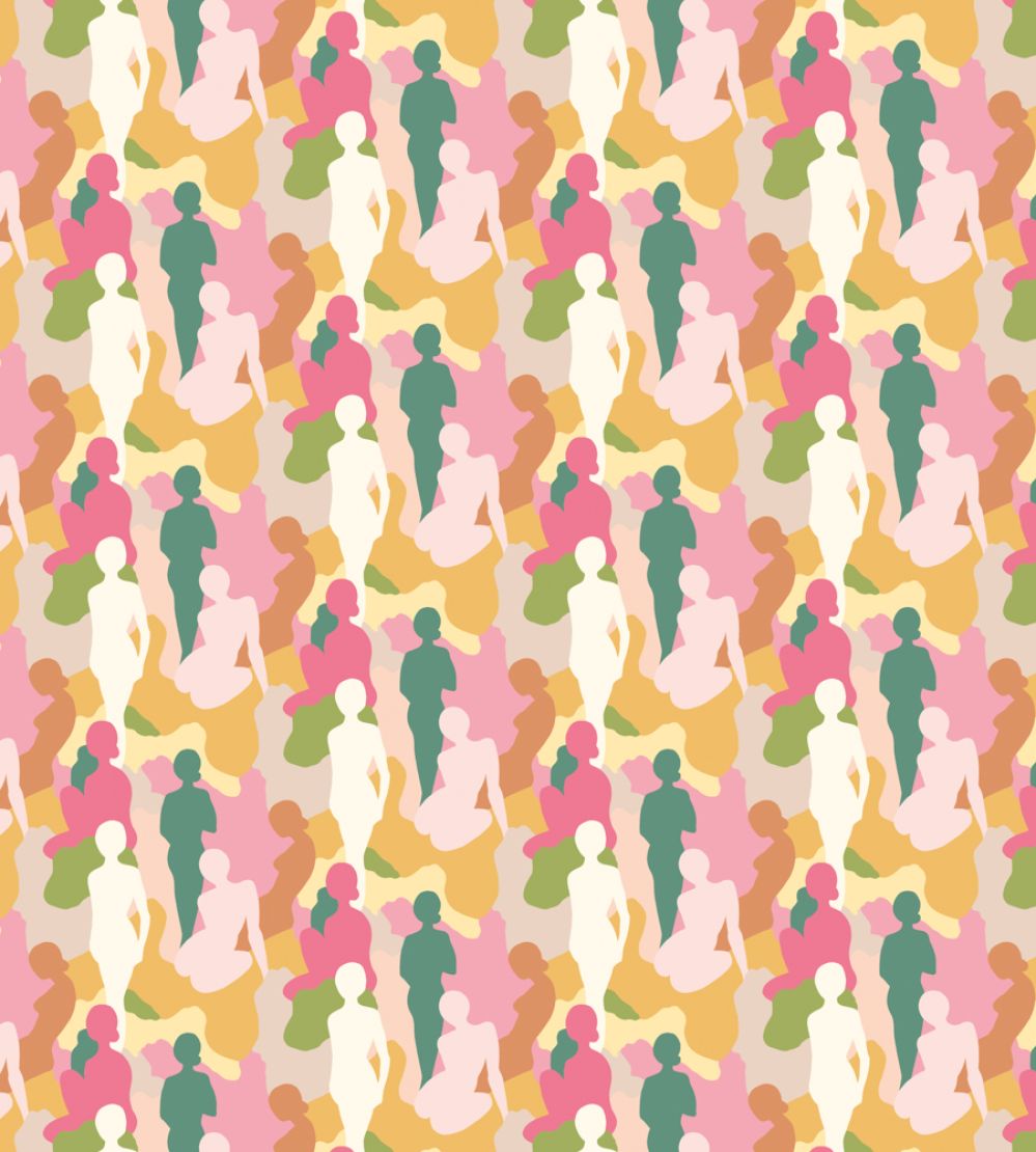 Silhouette Wallpaper by Ohpopsi Emerald & Peach