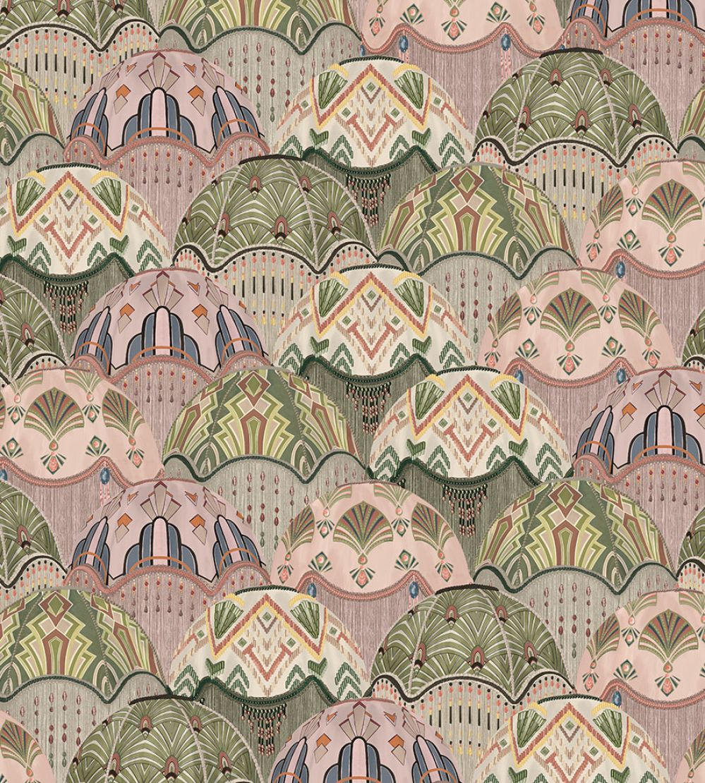 Silk Shades Wallpaper by Brand McKenzie Salmon & Olive