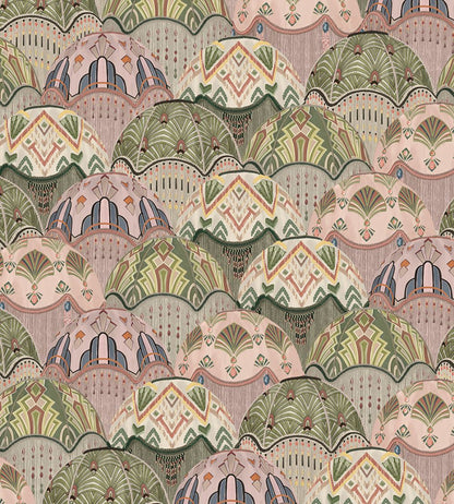 Silk Shades Wallpaper by Brand McKenzie Salmon & Olive