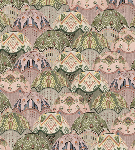 Silk Shades Wallpaper by Brand McKenzie Salmon & Olive