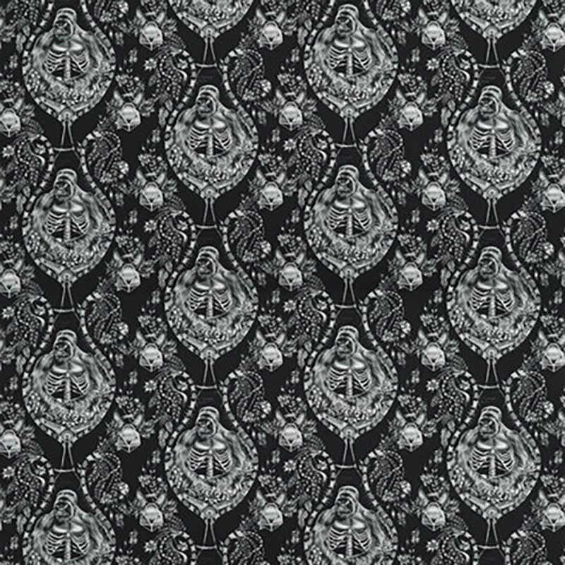 Silverback Satin Black fabric by Clarke & Clarke