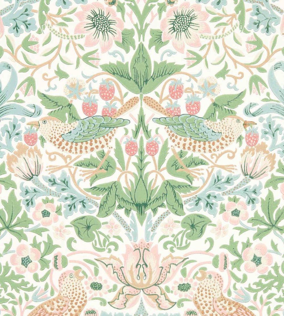Simply Strawberry Thief Wallpaper by Morris & Co Cochineal Pink