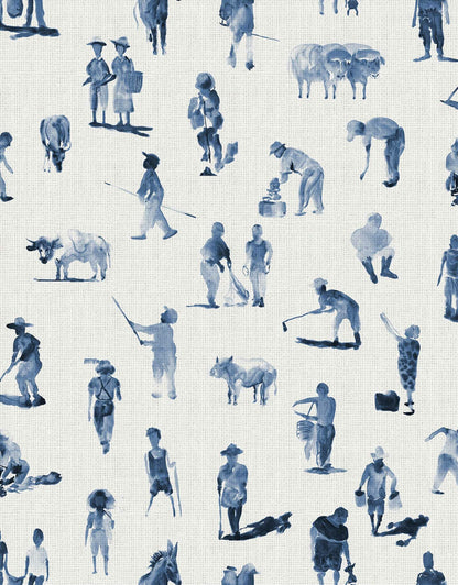 Sineu wallpaper by Coordonné in Indigo, flat pattern view
