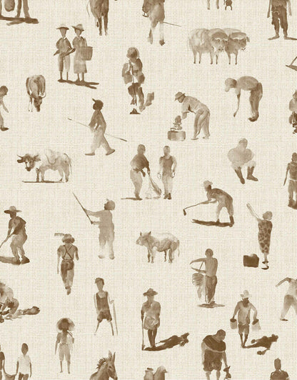 Sineu wallpaper by Coordonné in Stone, flat pattern view