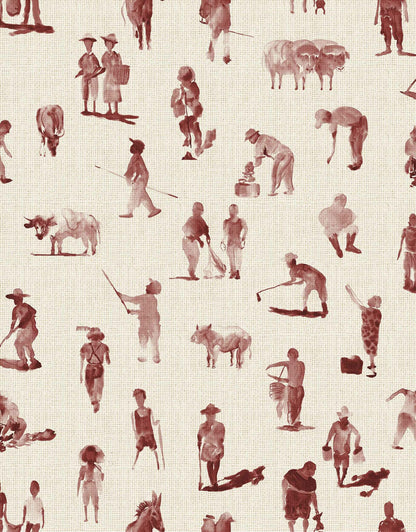 Sineu wallpaper by Coordonné in Wine, flat pattern view