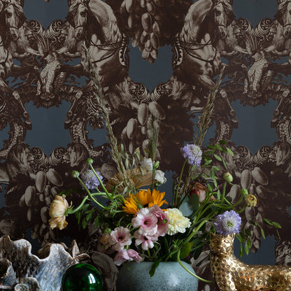 Sir Grace Wallpaper by Studio Lisa Bengtsson in Dirty Blue, detail view
