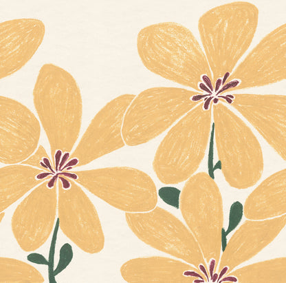 Sketched Flower Yellow mural by Rebel Walls