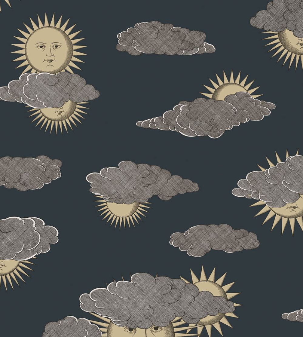 Soli e Nuvole Wallpaper by Cole & Son Gold & Silver on Charcoal
