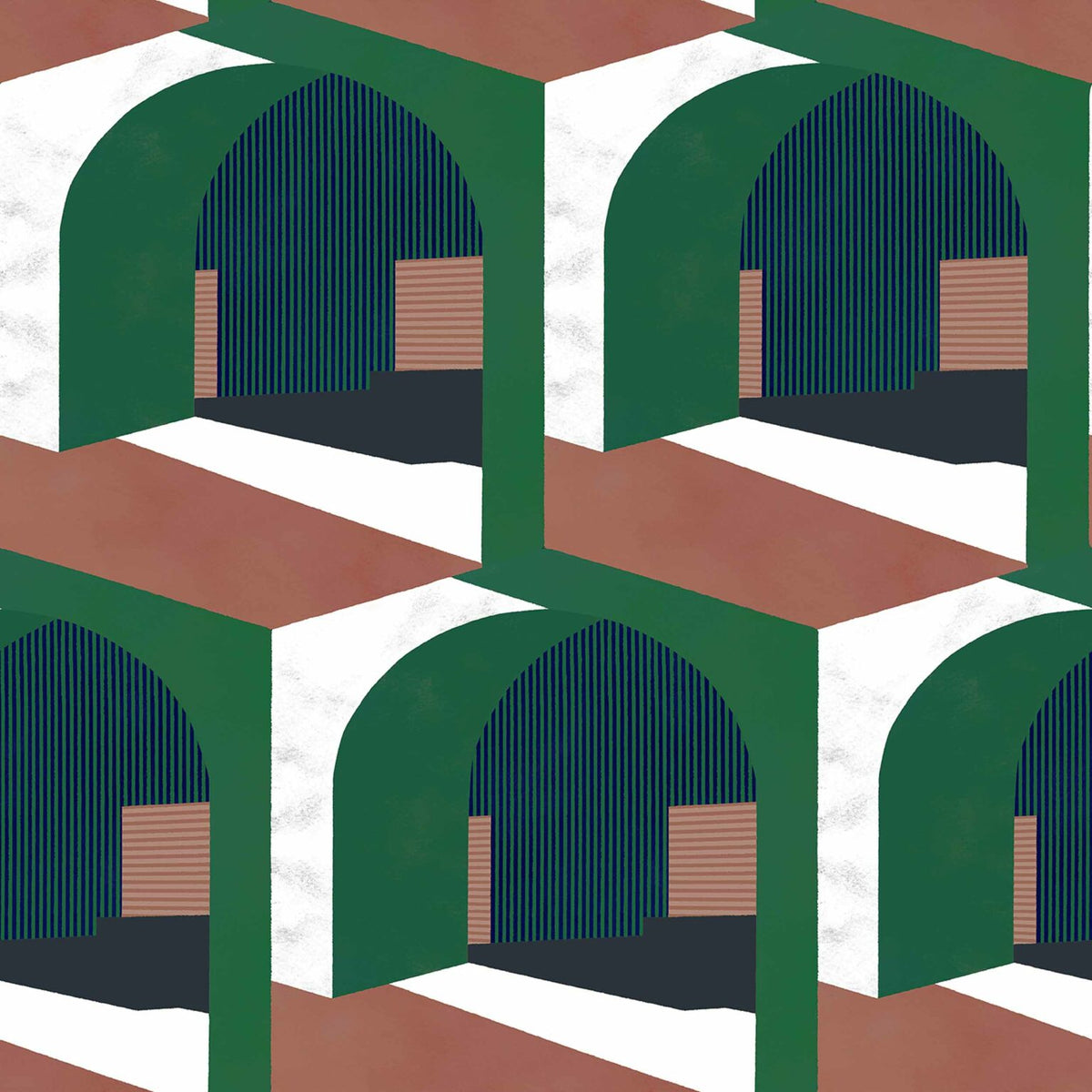 Soller wallpaper by Coordonné in Green, flat pattern view