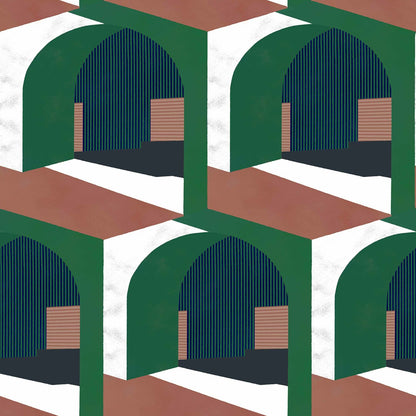 Soller wallpaper by Coordonné in Green, flat pattern view