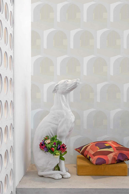Soller wallpaper by Coordonné in Ivory, shown in a styled room