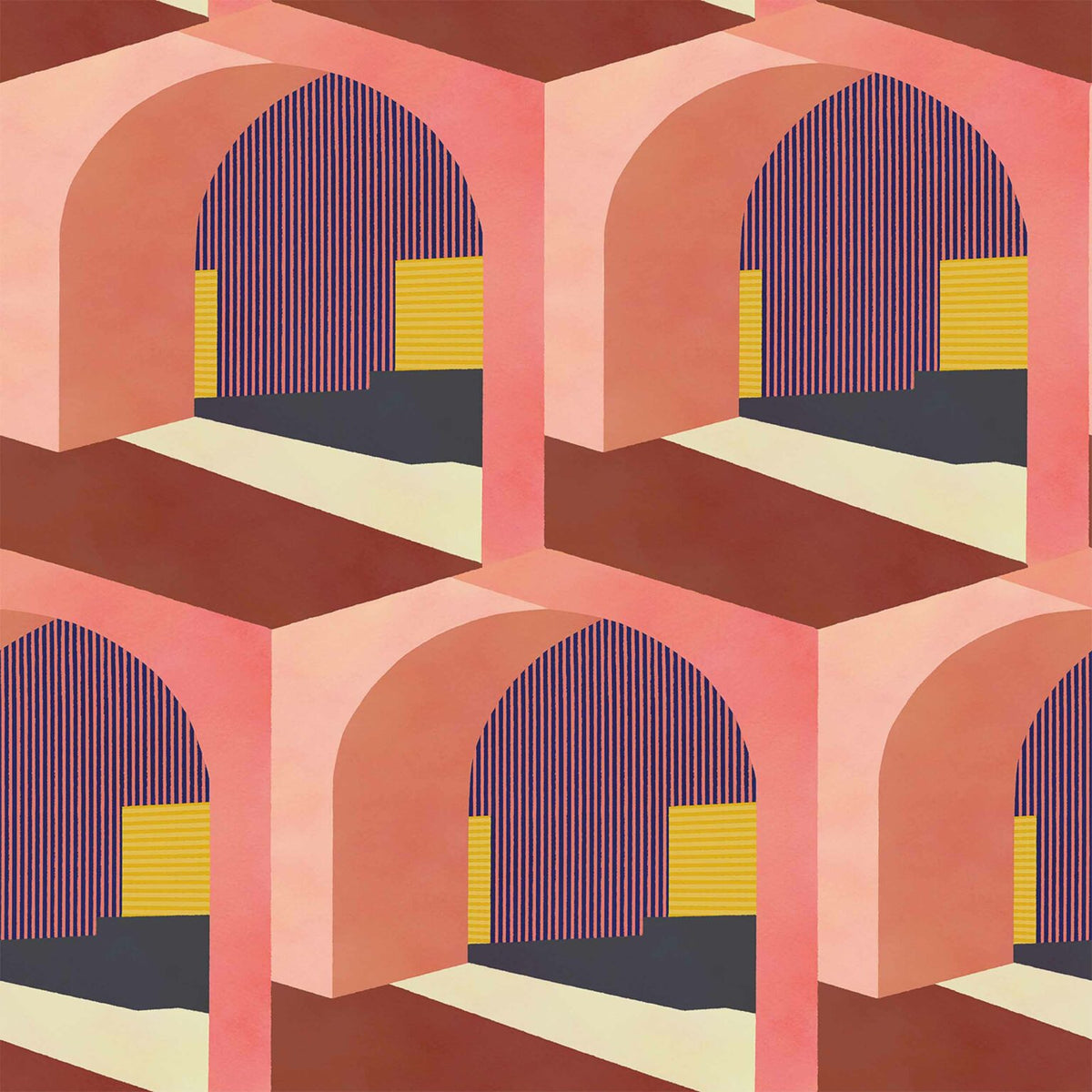 Soller wallpaper by Coordonné in Peach, flat pattern view