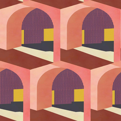 Soller wallpaper by Coordonné in Peach, flat pattern view