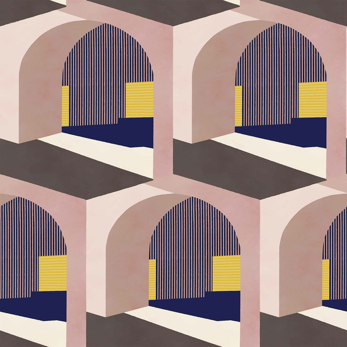 Soller wallpaper by Coordonné in Pink, flat pattern view