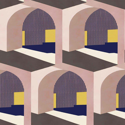 Soller wallpaper by Coordonné in Pink, flat pattern view