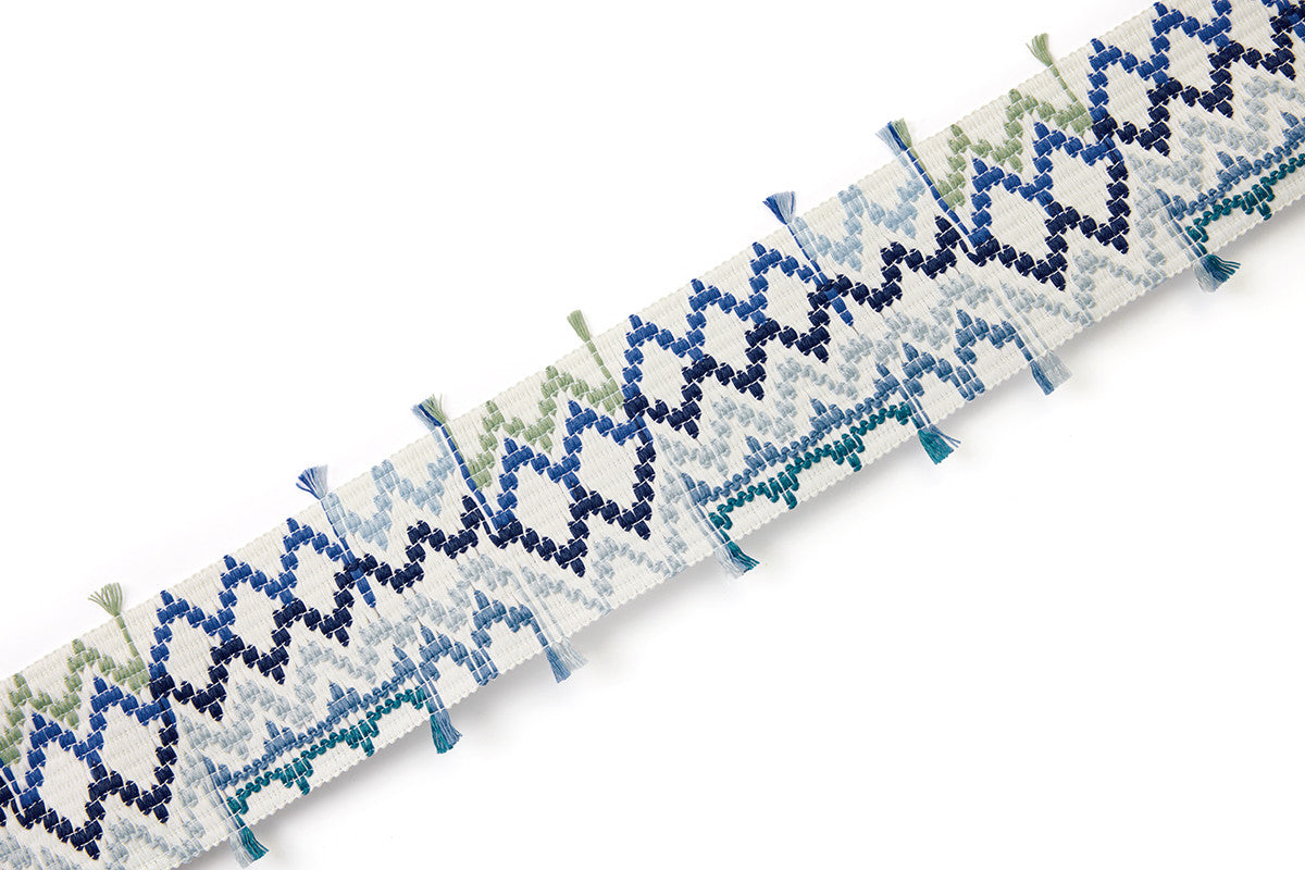 Solola Border Performance Trim by Christopher Farr Cloth in Azzurro colorway