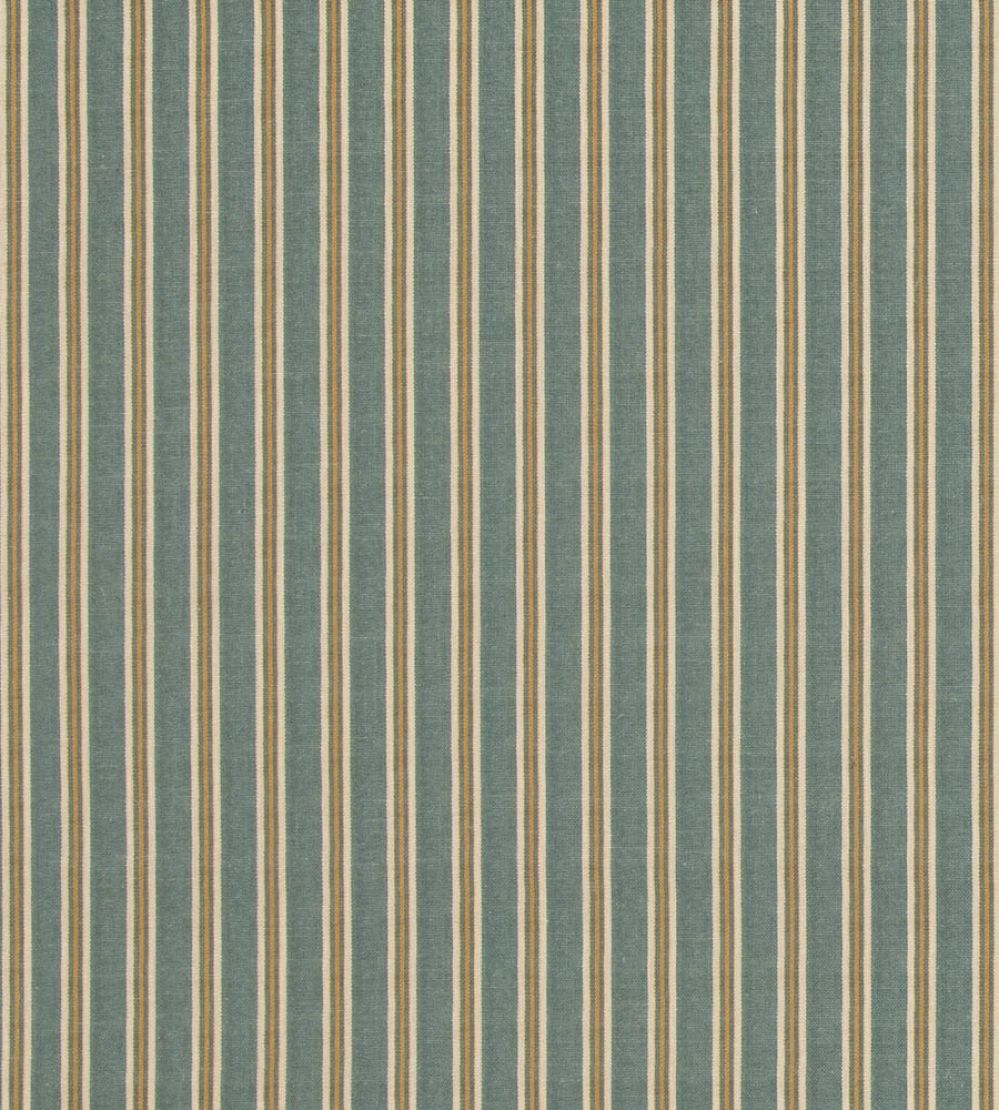 Somerton Stripe Fabric by Mulberry Home Teal/Ochre