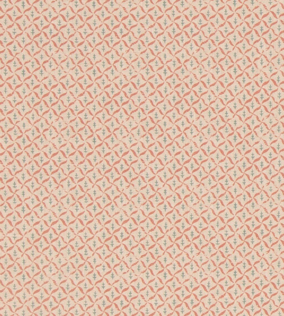 Somerton Trellis Fabric by Mulberry Home Russet/Teal
