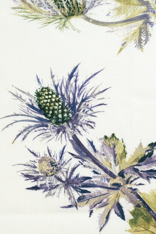 Sophie's Thistles Fabric by Jean Monro in Blue Linen