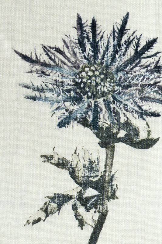 Sophie's Thistles Fabric by Jean Monro in Steel Linen
