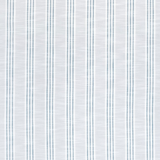 Southport Stripe Fabric by Thibaut in Sterling & Cobalt (W73484)