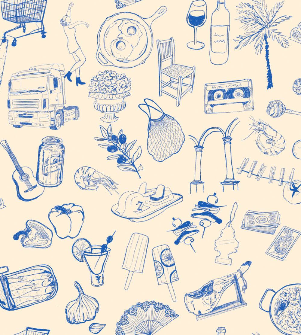 Souvenirs Wallpaper by Tres Tintas Blue