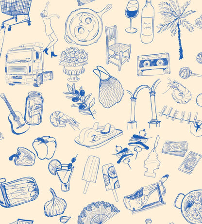 Souvenirs Wallpaper by Tres Tintas Blue