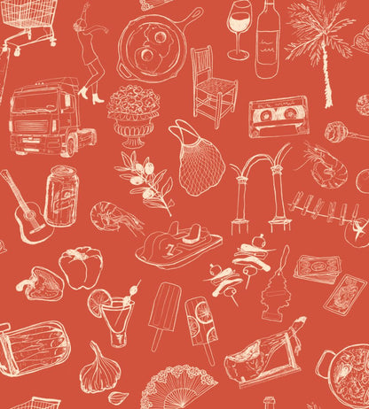 Souvenirs Wallpaper by Tres Tintas Red
