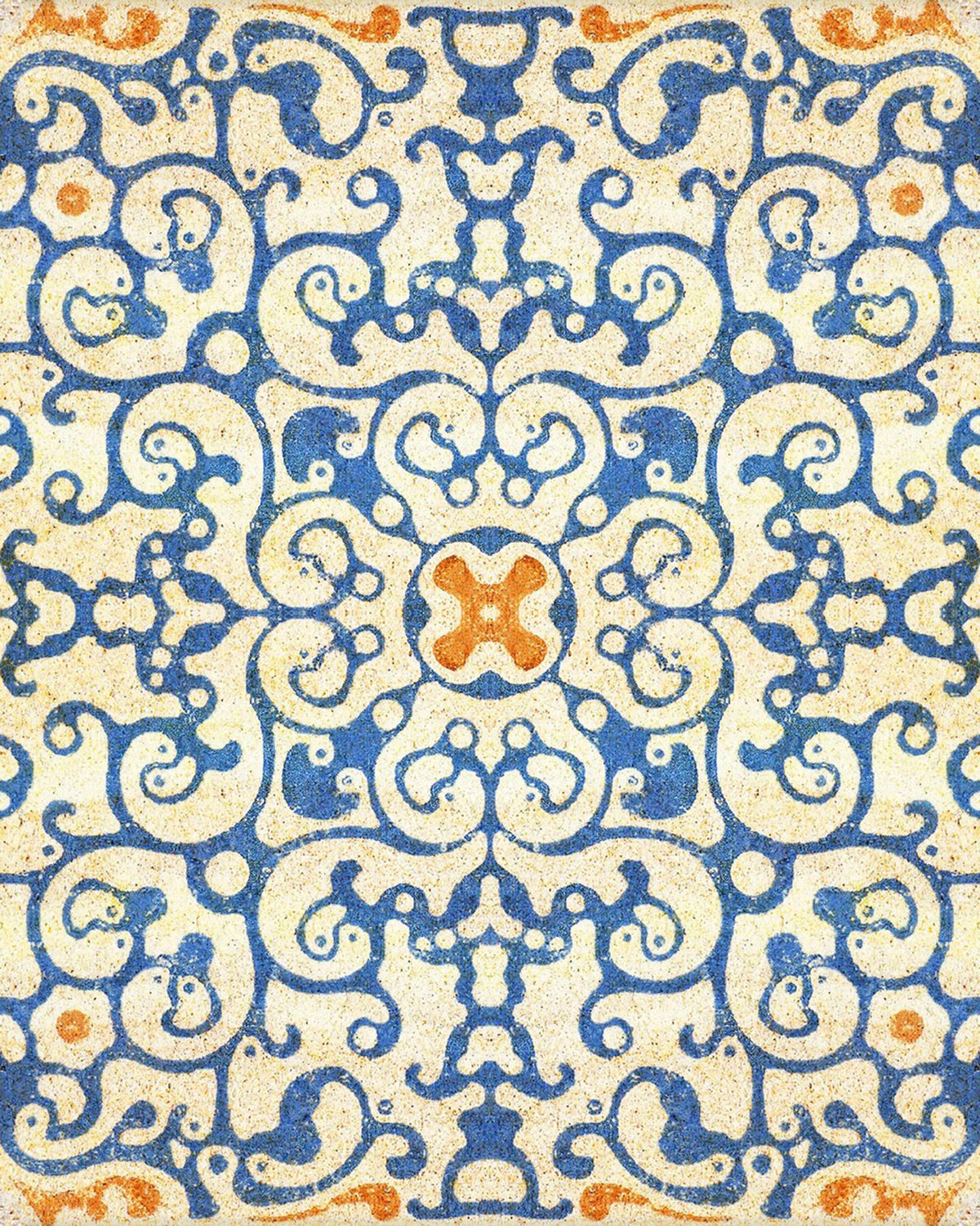 Spanish Tile Taupe, Blue wallpaper by MINDTHEGAP