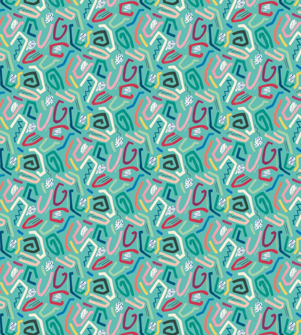Squiggle Wallpaper by Ohpopsi Aquamarine