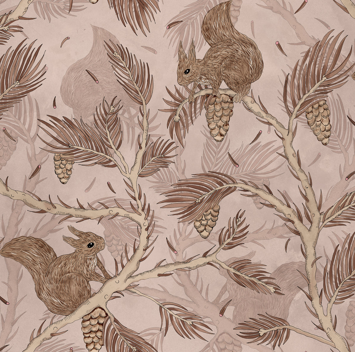 Squirrel Mountain Pink wallpaper by Rebel Walls