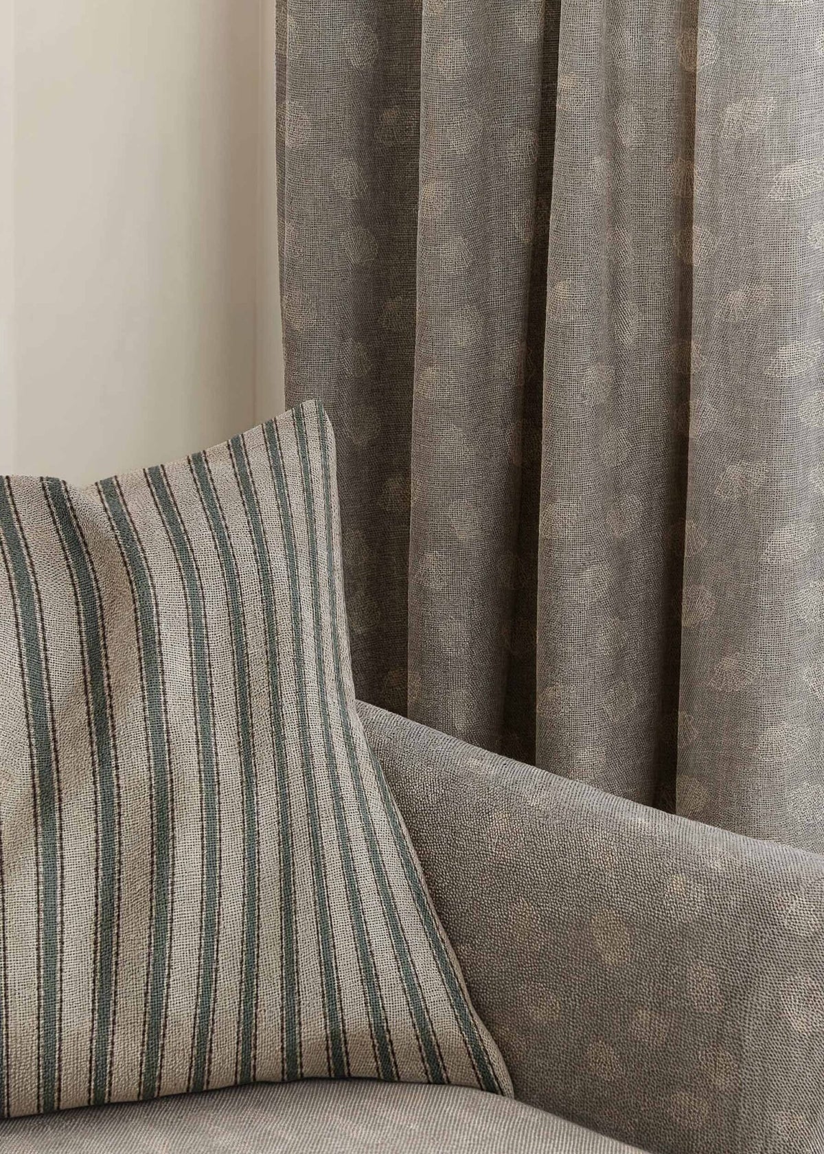 Sta Maria fabric by Coordonné in Perla, shown in a styled room