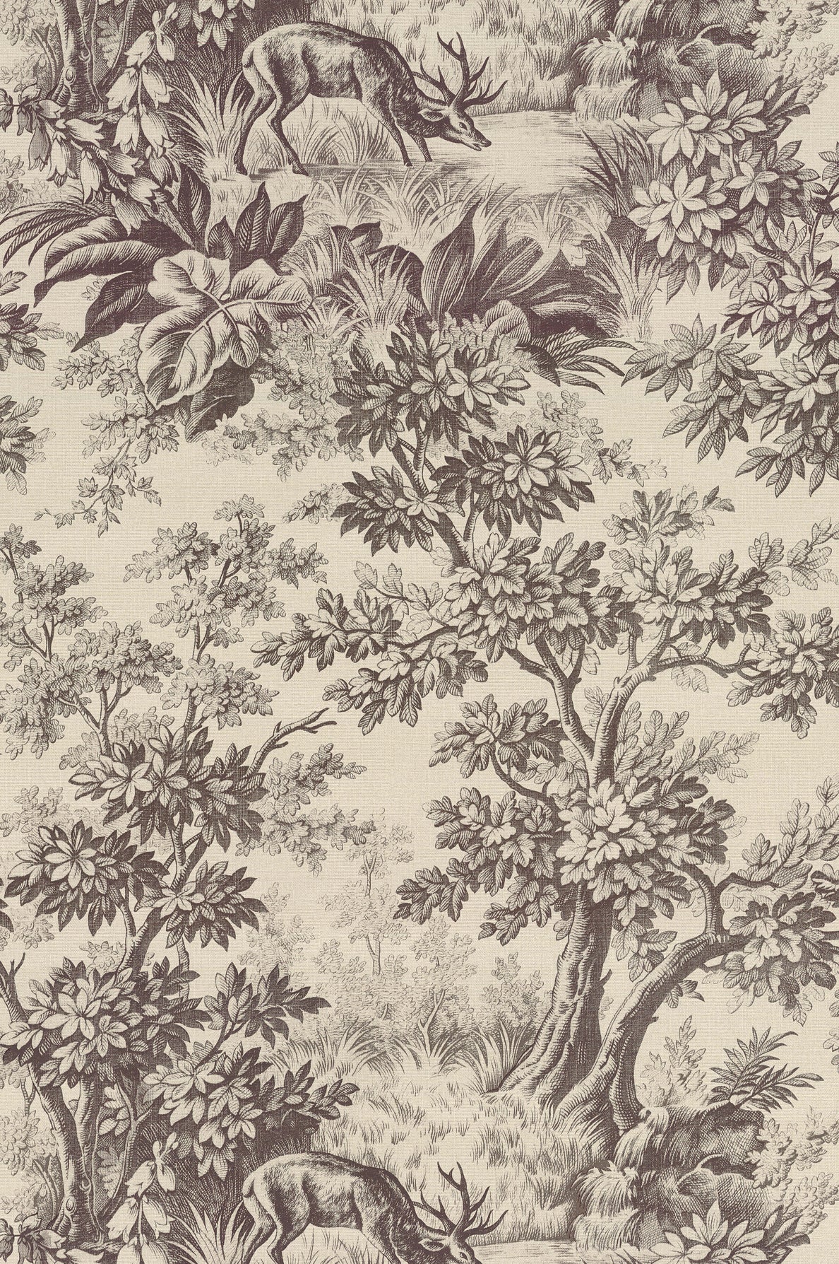 Stag Toile wallpaper by Little Greene in Chocolat