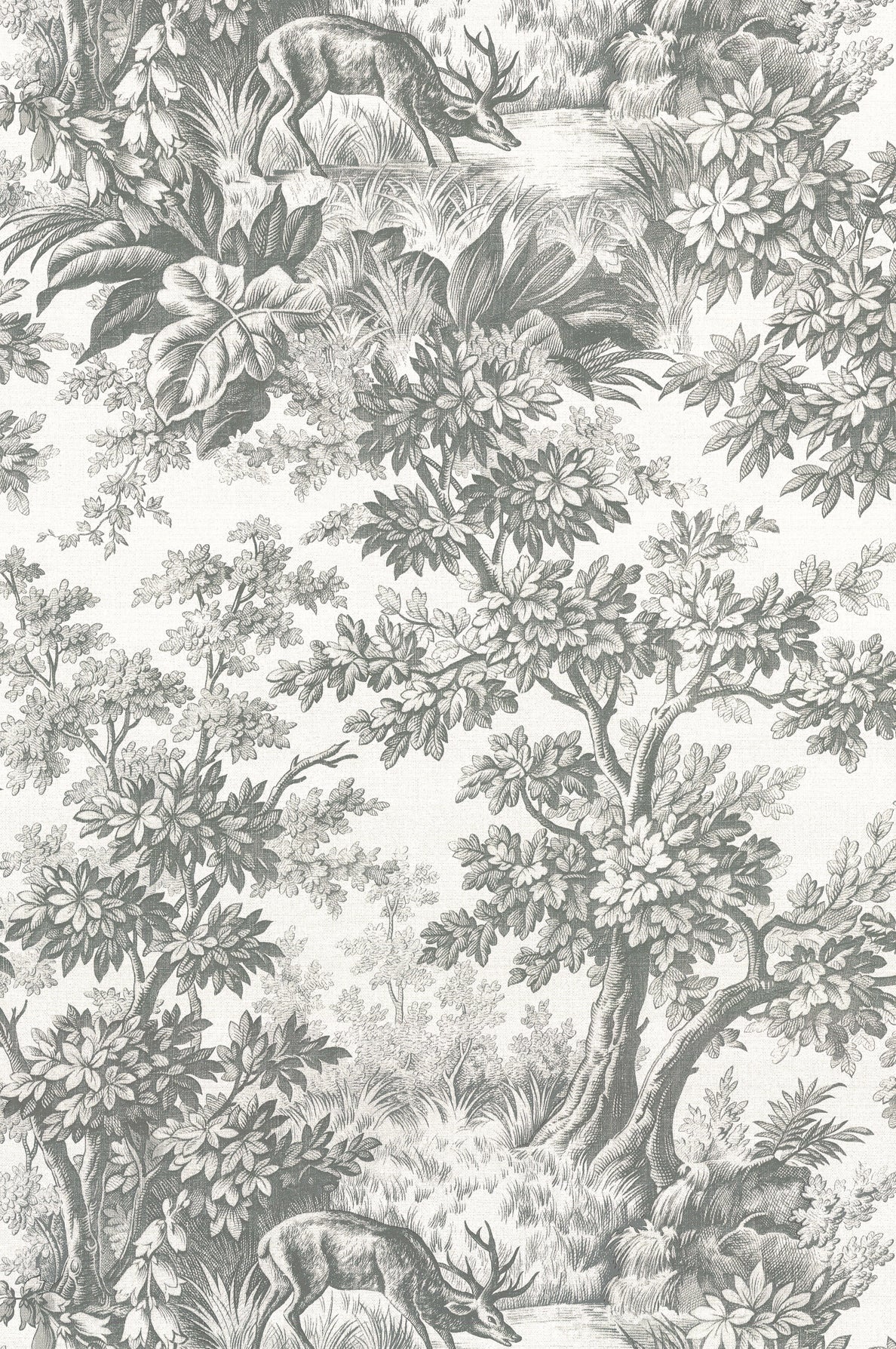 Stag Toile wallpaper by Little Greene in Moss