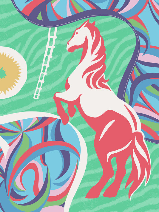 Stallion Rhapsody Wallpaper by Divine Savages in Ketamint, pattern swatch