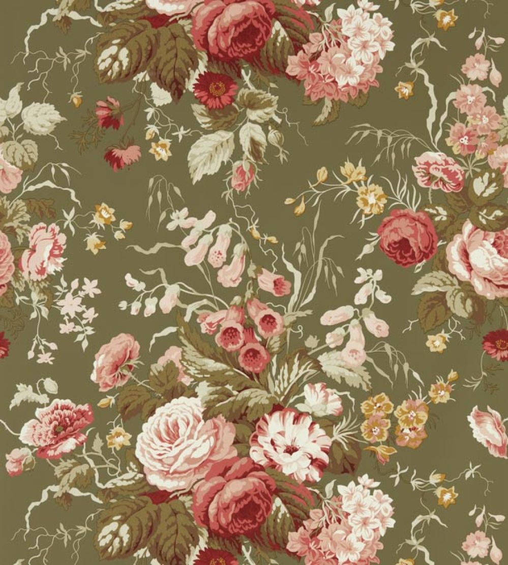 Stapleton Park Wallpaper by Sanderson Olive/Bengal Red
