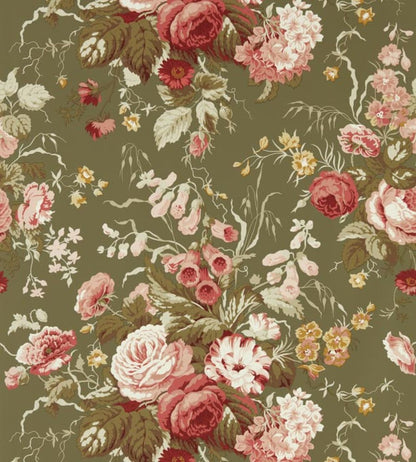 Stapleton Park Wallpaper by Sanderson Olive/Bengal Red