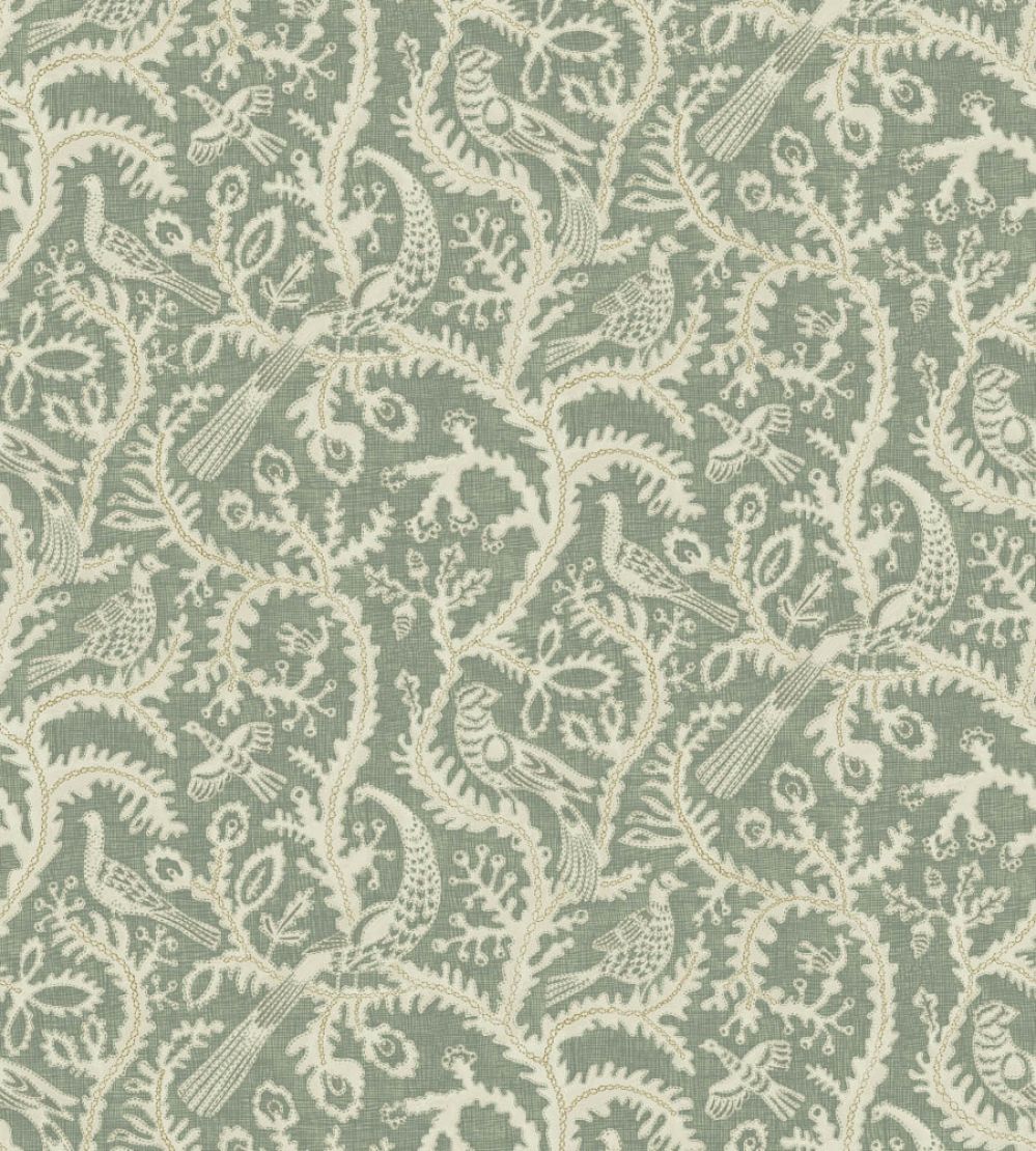 Stitched Birds Wallpaper by Josephine Munsey Aqua