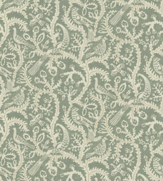Stitched Birds Wallpaper by Josephine Munsey Aqua