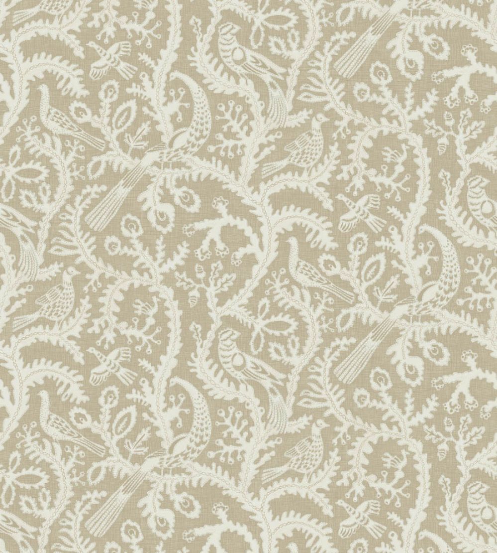 Stitched Birds Wallpaper by Josephine Munsey Greige