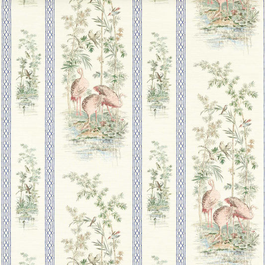 Storks & Thrushes Tuscan Pink/Cobalt mural by Zoffany
