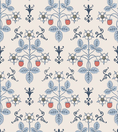 Strawberry Wallpaper by Cole & Son China Blue on Cream