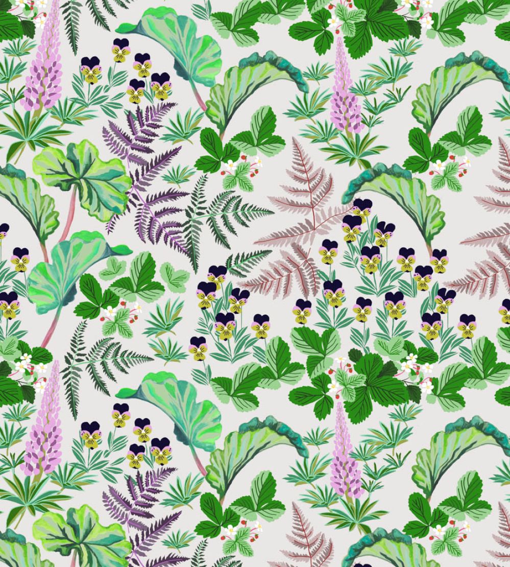 Strawberry Fields Fabric by Parker & Jules Spring Green
