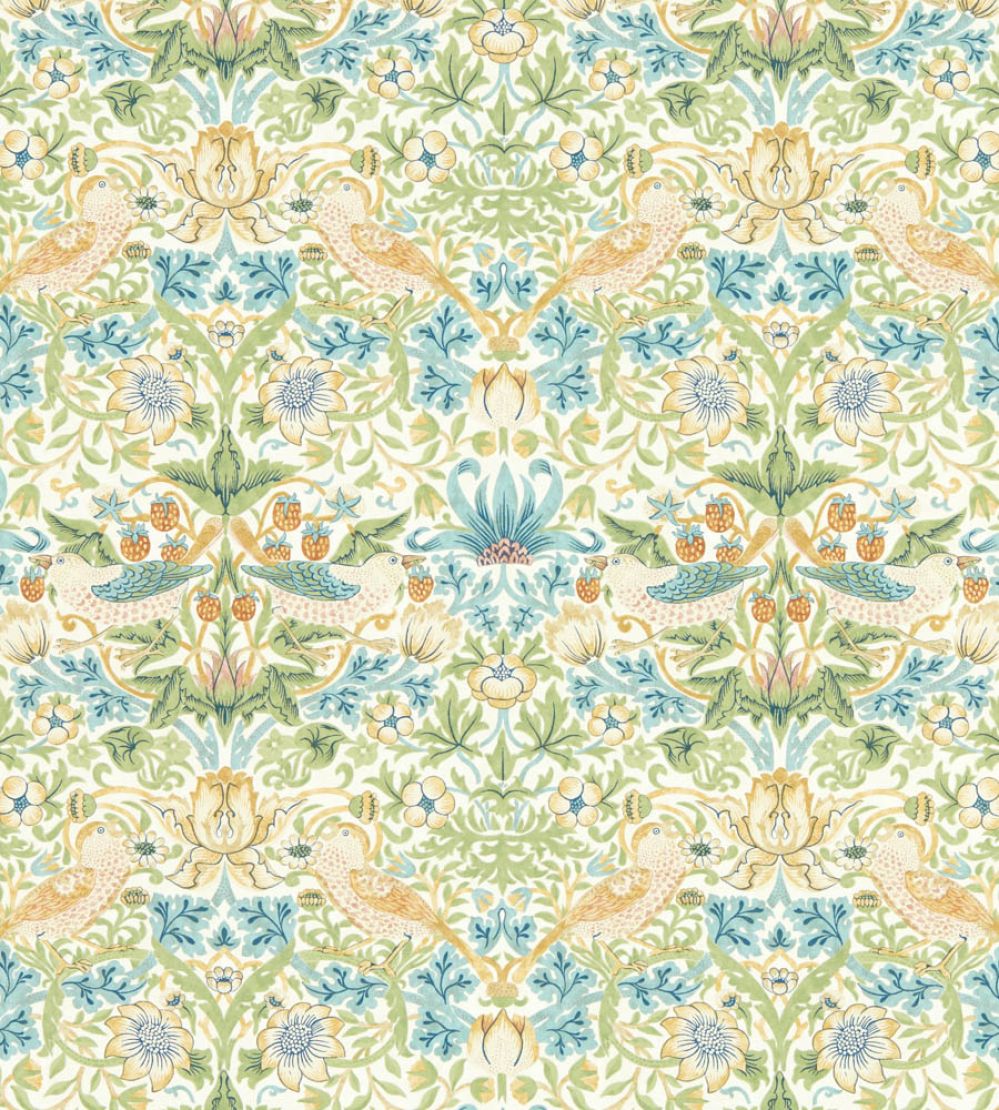 Strawberry Thief Wallpaper by Clarke & Clarke Apple/Blush