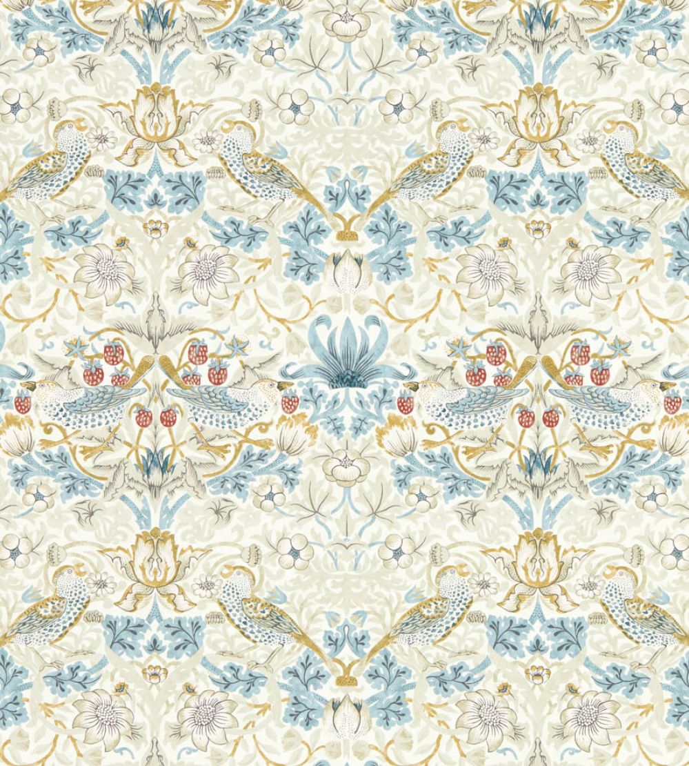 Strawberry Thief Wallpaper by Clarke & Clarke Linen/Plum