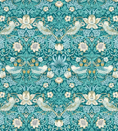 Strawberry Thief Wallpaper by Clarke & Clarke Teal