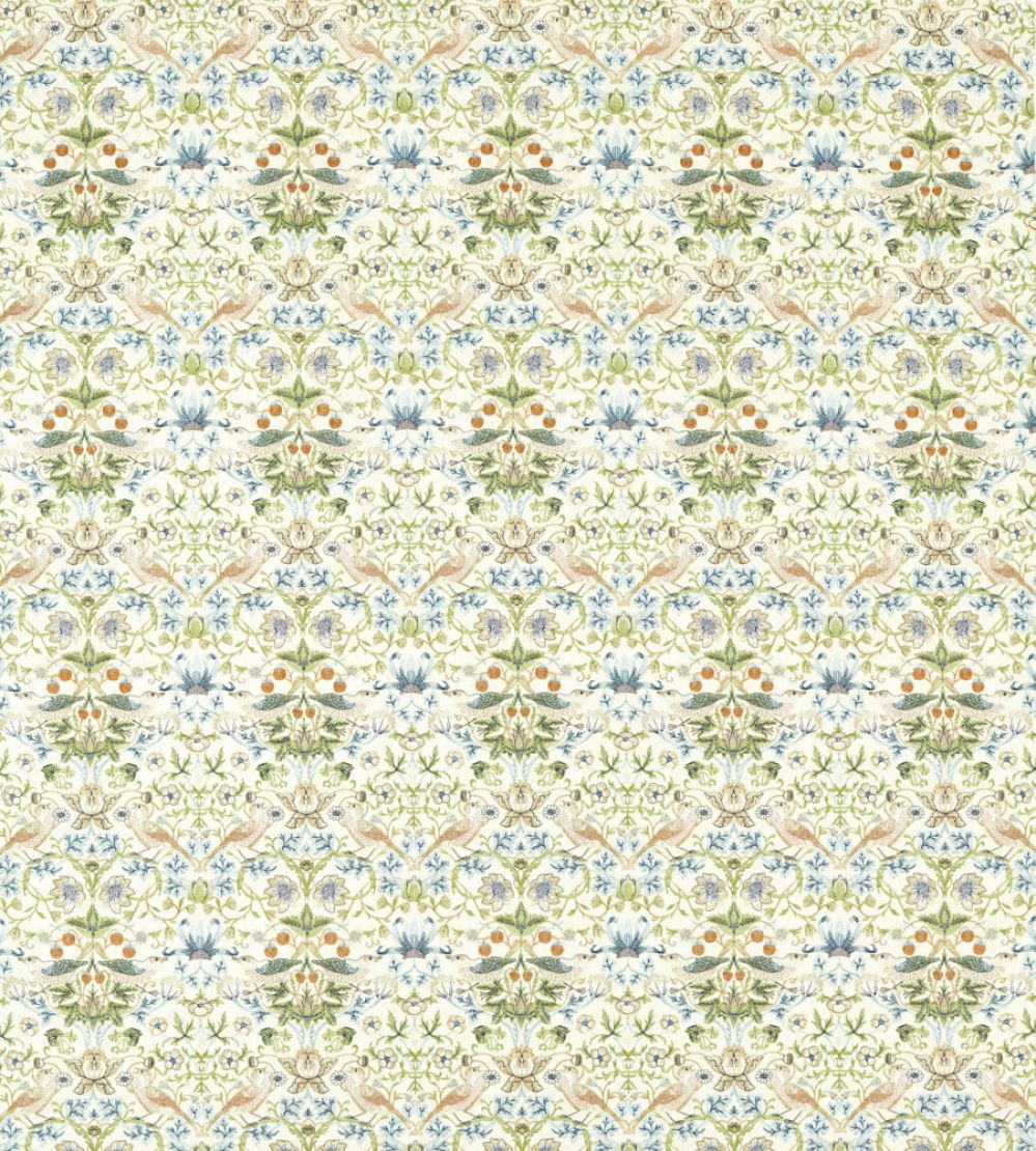 Strawberry Thief Embroidery Fabric by Clarke & Clarke Apple/Blue